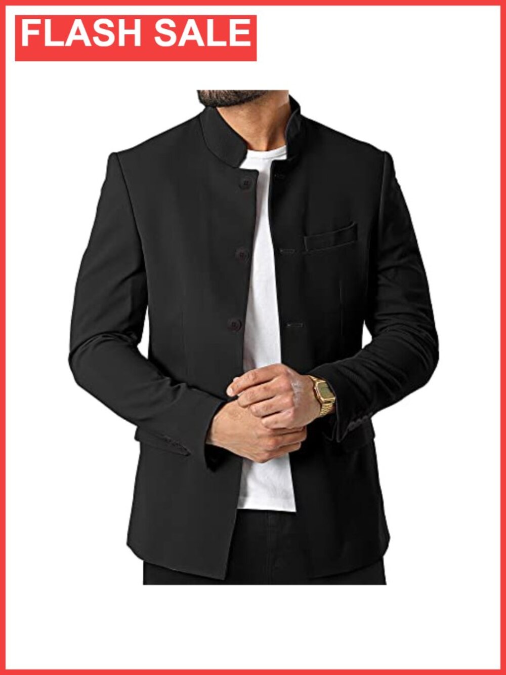 Mens Mandarin Collar Lined Lightweight Casual Blazer Sport Coat